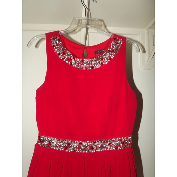 Formal Short Red Rhinestone Dress - Picture 2 of 2